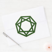 Donkergroen Heptagram in Heptagon Ronde Sticker (Envelop)