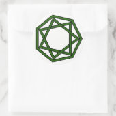 Donkergroen Heptagram in Heptagon Ronde Sticker (Tas)