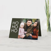 Donkergroen "HO HO HO HO" Feestdagen Kaart (Voorkant)