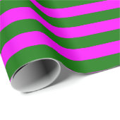 Donkergroen, hot-roze stripe patroon cadeaupapier (Rol Hoek)
