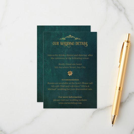 donkergroen informatiekaartje (Voorkant / Achterkant in situ)