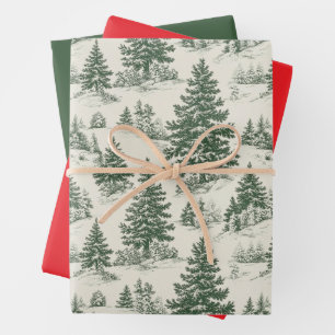 Donkergroen kerstboom Toile Wrapping Paper