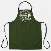 Donkergroen Kerstmis Monogram Bakken Koningin Moed Schort (Voorkant)