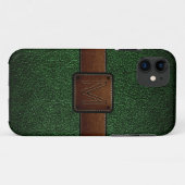 Donkergroen leder ziet er bruin label uit Case-Mate iPhone case (Achterkant (horizontaal))