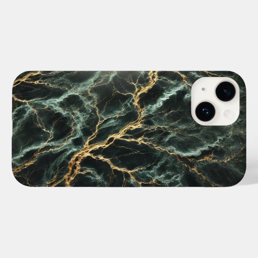 Donkergroen marmer met gouden aderen Case-Mate iPhone case (Achterkant (horizontaal))