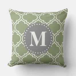 Donkergroen Marokkaans Lattice Pattern Monogram Kussen