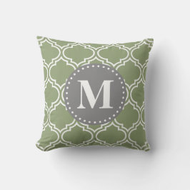 Donkergroen Marokkaans Lattice Pattern Monogram Kussen