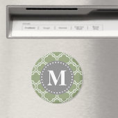Donkergroen Marokkaans Lattice Pattern Monogram Magneet (Insitu (Vaatwasser))