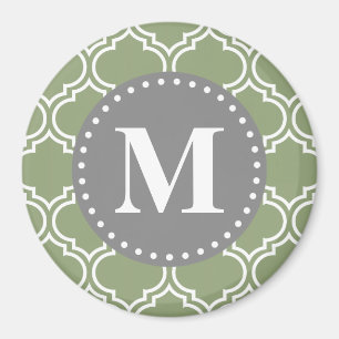 Donkergroen Marokkaans Lattice Pattern Monogram Magneet