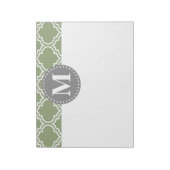 Donkergroen Marokkaans Lattice Pattern Monogram Notitieblok (Linkerzijde)