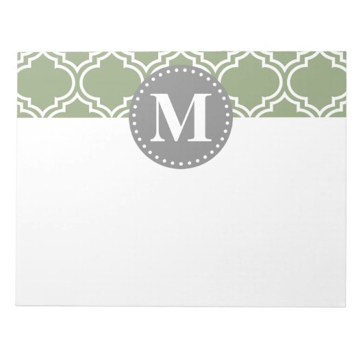 Donkergroen Marokkaans Lattice Pattern Monogram Notitieblok (Voorkant)
