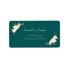 Donkergroen met Cream Rozen Bruiloft Retouradres Etiket
