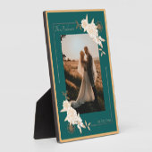 Donkergroen met Cream Rozen Getrouwd Fotoplaat (Zijkant)