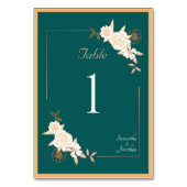 Donkergroen met Cream Rozen Trouwtafel Nummer Kaart (Achterkant)