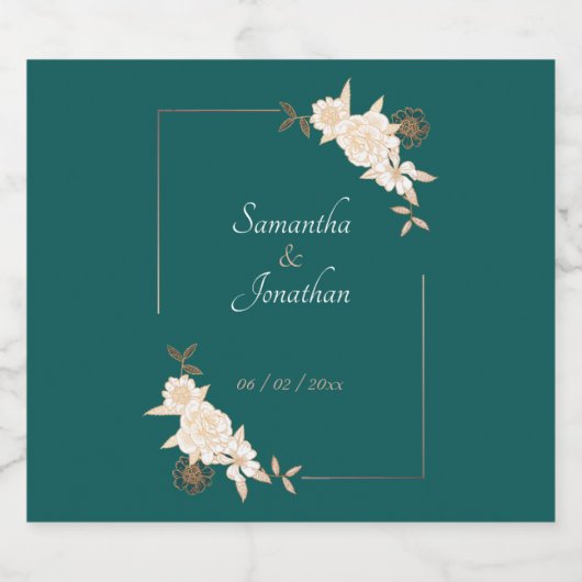 Donkergroen met Cream Rozen Weddenschap Bier Etiket (Enkel label)