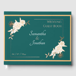 Donkergroen met Cream Rozen Weddenschap Gastenboek