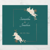 Donkergroen met Cream Rozen Weddenschap Likeurfles Etiket (Enkel label)