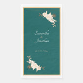 Donkergroen met Cream Rozen Weddenschap Servet (Voorkant)