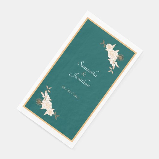 Donkergroen met Cream Rozen Weddenschap Servet (Hoek)