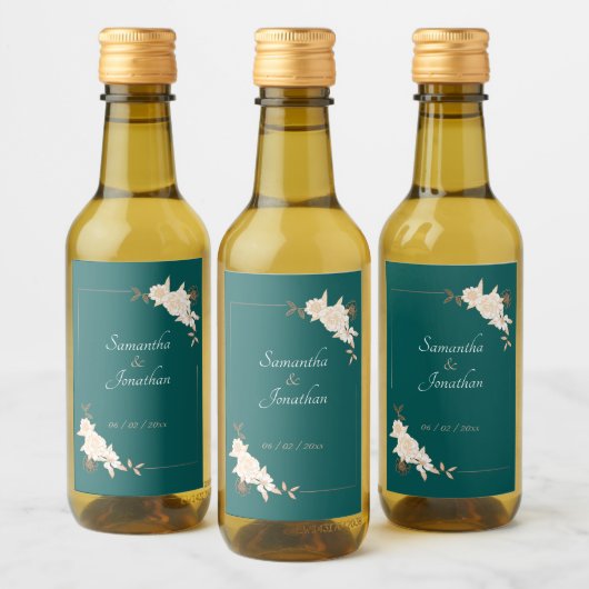 Donkergroen met Cream Rozen Weddenschap Wijn Etiket (Flessen)