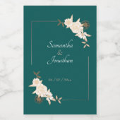 Donkergroen met Cream Rozen Weddenschap Wijn Etiket (Enkel label)