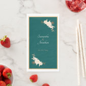 Donkergroen met Crème Rozen Bruiloft Servet (Insitu)