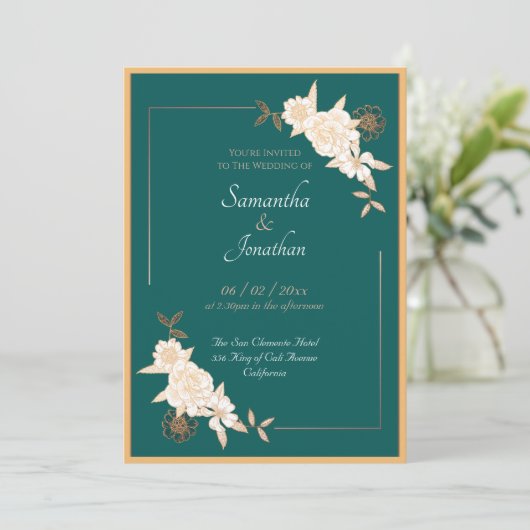 Donkergroen met de uitnodiging van het Roos van Cr (Staand voorkant)