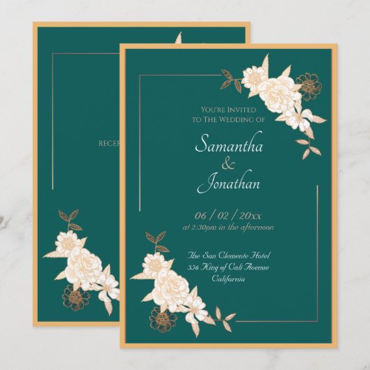 Donkergroen met de uitnodiging van het Roos van Cr (Voorkant / Achterkant)