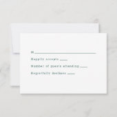 Donkergroen met drie harten bruiloft RSVP kaartje (Achterkant)