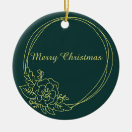 donkergroen met Floral botanisch Lijst Keramisch Ornament