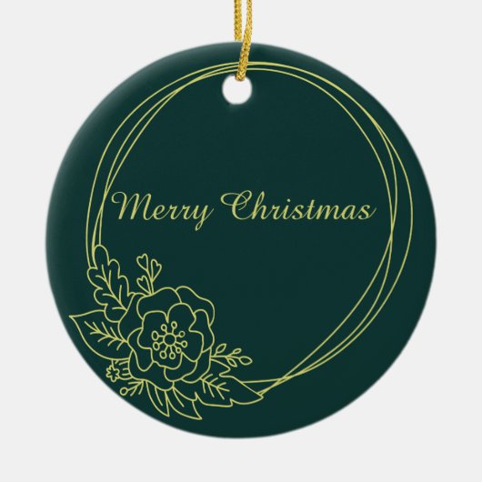  donkergroen met Floral botanisch Lijst Keramisch Ornament (Voorkant)