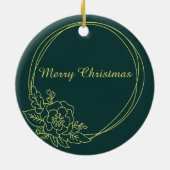  donkergroen met Floral botanisch Lijst Keramisch Ornament (Achterkant)