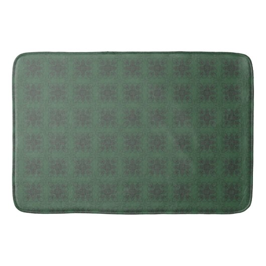 Donkergroen met Geometric Floral Style Pattern Badmat (Voorkant)
