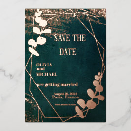  donkergroen met goud folie uitnodiging