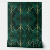 Donkergroen met gouden accenten behang (Afrollen)