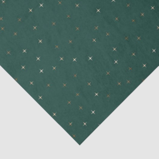 Donkergroen met gouden en witte sterren tissuepapier (Detail)
