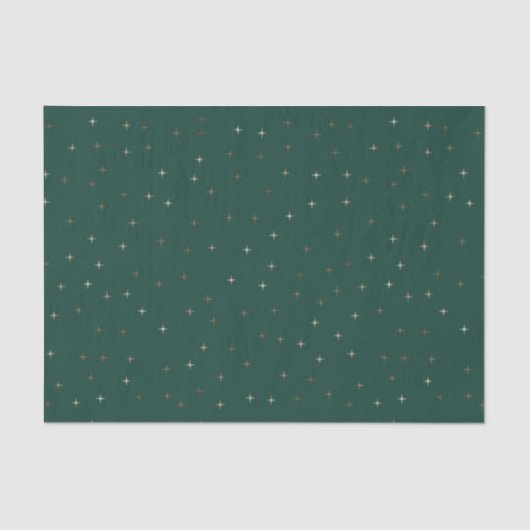 Donkergroen met gouden en witte sterren tissuepapier (Voorkant)