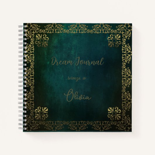  donkergroen met gouden Lijst Notitieboek (Voorkant)