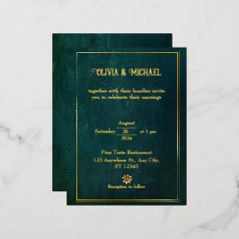 donkergroen met goudfolie folie uitnodiging briefkaart