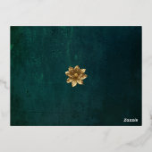  donkergroen met goudfolie folie uitnodiging briefkaart (Achterkant)