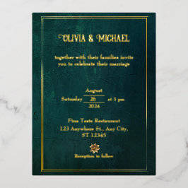  donkergroen met goudfolie folie uitnodiging briefkaart