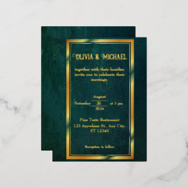 donkergroen met goudfolie folie uitnodiging briefkaart
