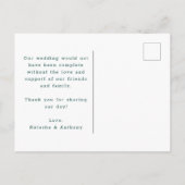 Donkergroen met harten bruiloft Dank u Briefkaart (Achterkant)