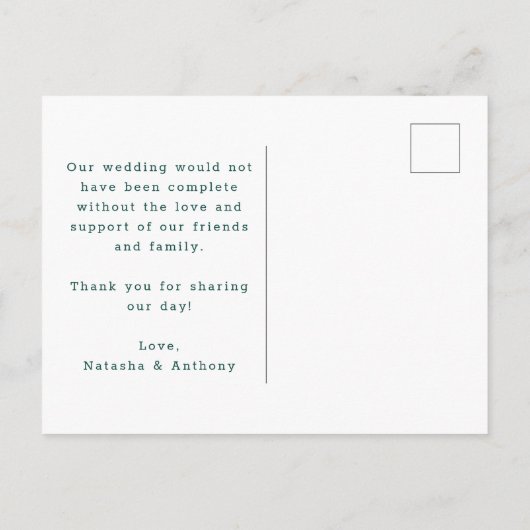 Donkergroen met harten bruiloft Dank u Briefkaart (Achterkant)