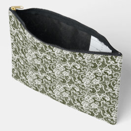 DONKERGROEN MET INGEWIKKELDE WITTE KANT LOOK ETUI