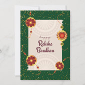 Donkergroen met raakhi's & raksha bandhan wensen bedankkaart (Voorkant)