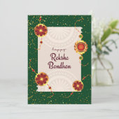 Donkergroen met raakhi's & raksha bandhan wensen bedankkaart (Staand voorkant)