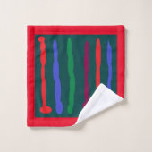 Donkergroen met rood blauw licht groene strepen bad handdoek (Wasdoekje)