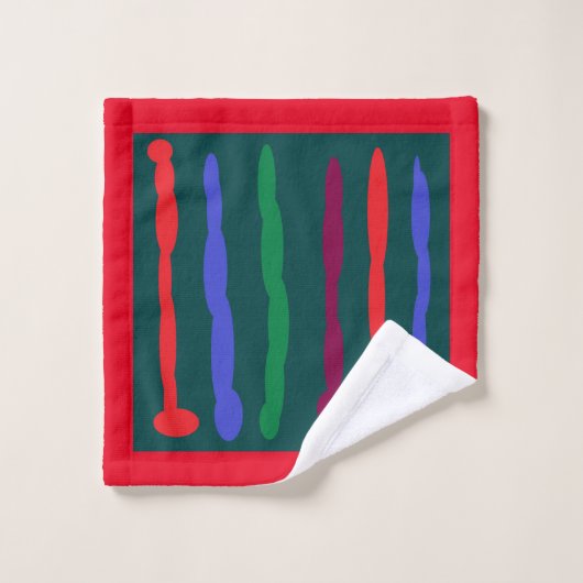 Donkergroen met rood blauw licht groene strepen bad handdoek (Wasdoekje)