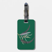 Donkergroen met Waterverf Bladeren Genoemd Bagagelabel (Achterkant verticaal)